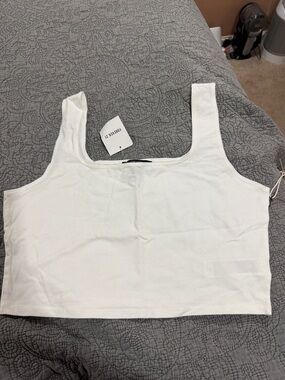 NWT Forever 21 White Square-Neck Ribbed Crop Top